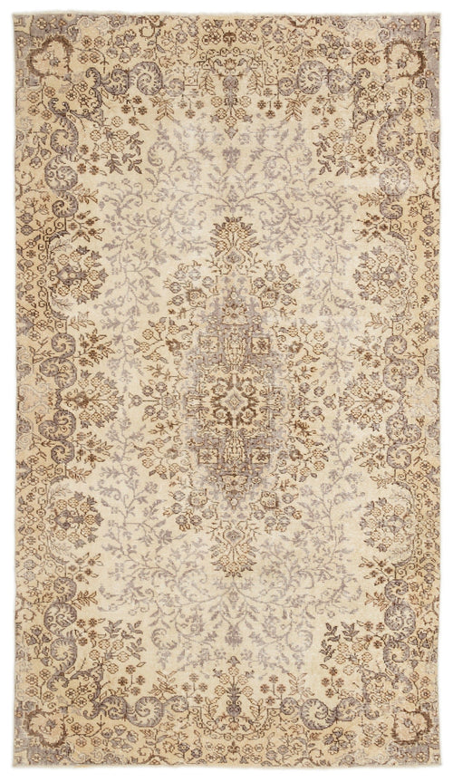 Atina Beige Vintage Wool Handmade Area Rug 5'4" x 9'6"