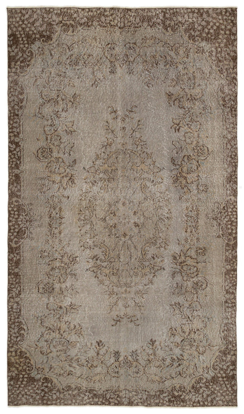 Atina Brown Vintage Wool Handmade Area Rug 6'5" x 8'5"