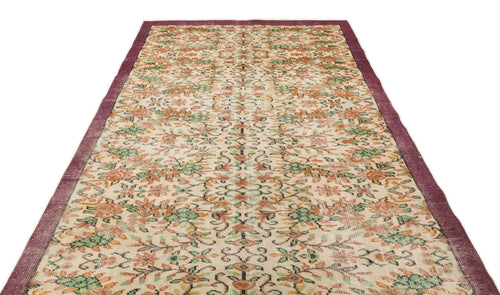 Atina Beige Vintage Wool Handmade Area Rug 5'11" x 9'7"