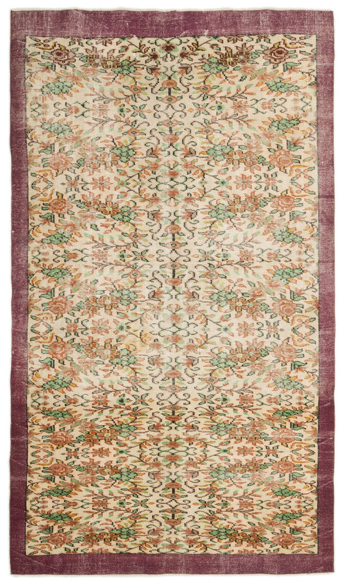Atina Beige Vintage Wool Handmade Area Rug 5'11" x 9'7"