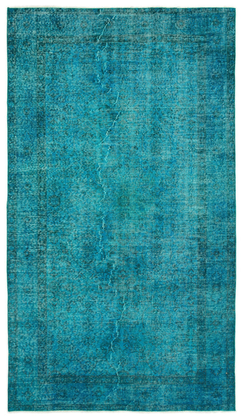 Atina Turquoise Vintage Wool Handmade Area Rug 4'10" x 8'6"