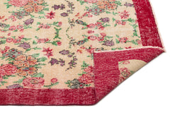 Atina Red Floral Wool Handmade Area Rug 6'3" x 9'4"