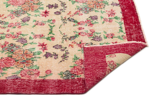 Atina Red Floral Wool Handmade Area Rug 6'3" x 9'4"