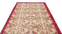Atina Red Floral Wool Handmade Area Rug 6'3" x 9'4"