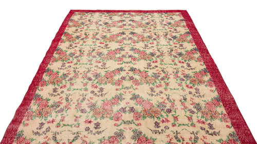 Atina Red Floral Wool Handmade Area Rug 6'3" x 9'4"