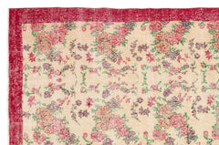 Atina Red Floral Wool Handmade Area Rug 6'3" x 9'4"