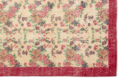 Atina Red Floral Wool Handmade Area Rug 6'3" x 9'4"