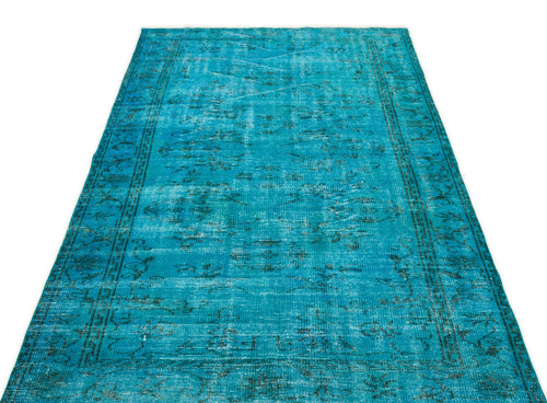 Atina Turquoise Vintage Wool Handmade Area Rug 4'6" x 7'9"