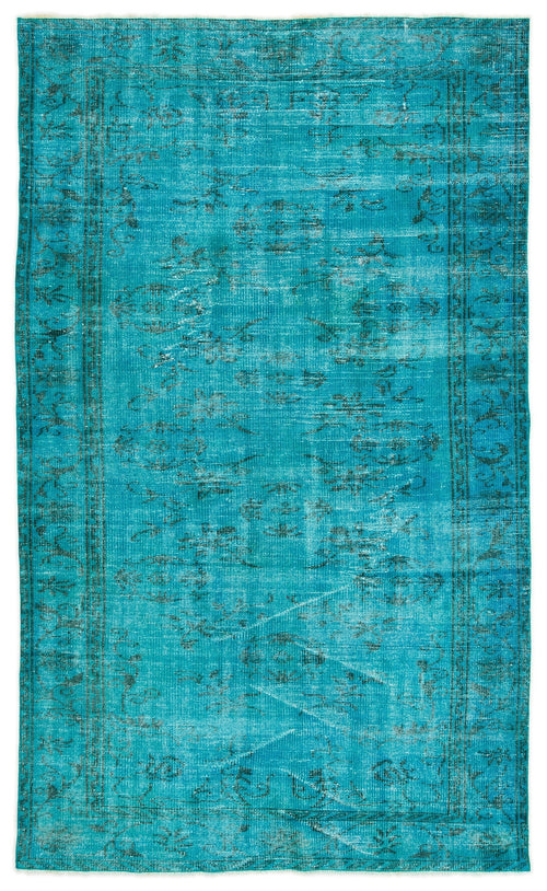Atina Turquoise Vintage Wool Handmade Area Rug 4'6" x 7'9"