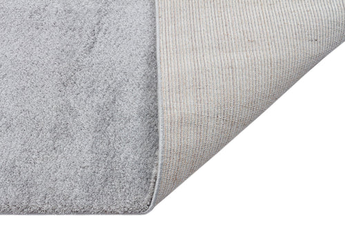 Oberwart Grey Modern Shaggy Cotton Machine Made Area Rug