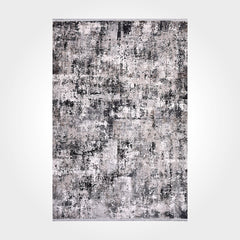 Modern Area Rug – Black Machine Made Rug with Overlocked Edge, Low Pile