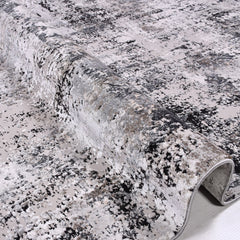 Modern Area Rug – Black Machine Made Rug with Overlocked Edge, Low Pile