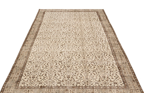 Atina Beige Vintage Wool Handmade Area Rug 5'8" x 9'4"