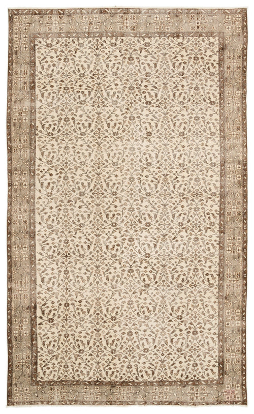 Atina Beige Vintage Wool Handmade Area Rug 5'8" x 9'4"