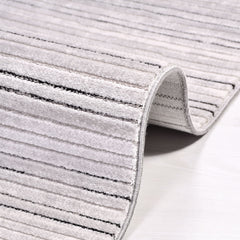 Grey Geometric Area Rug – Machine Made Rug with Overlocked Edge, Durable Flatweave