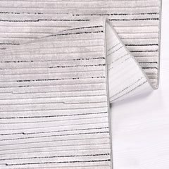 Grey Geometric Area Rug – Machine Made Rug with Overlocked Edge, Durable Flatweave