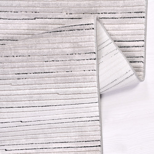 Grey Geometric Area Rug – Machine Made Rug with Overlocked Edge, Durable Flatweave