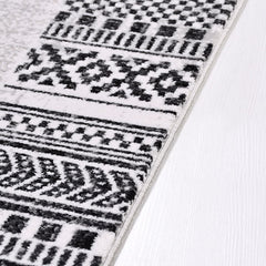 Machine Made Area Rug - Grey Frame Area Rug With Acrylic Yarn & Cotton Weft