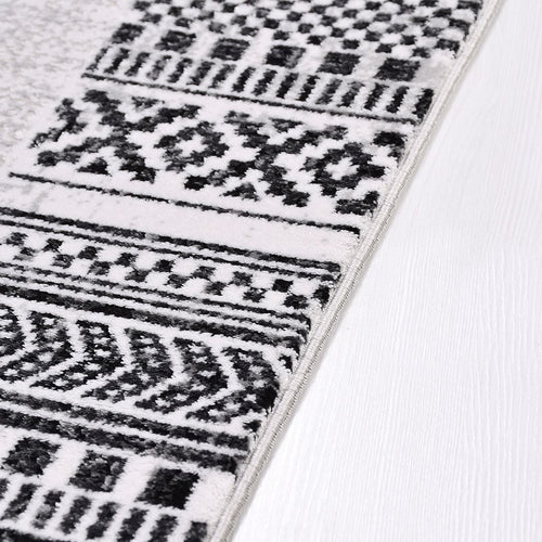 Machine Made Area Rug - Grey Frame Area Rug With Acrylic Yarn & Cotton Weft