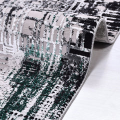 Thea Green Grey Black Modern Machine Made Area Rug
