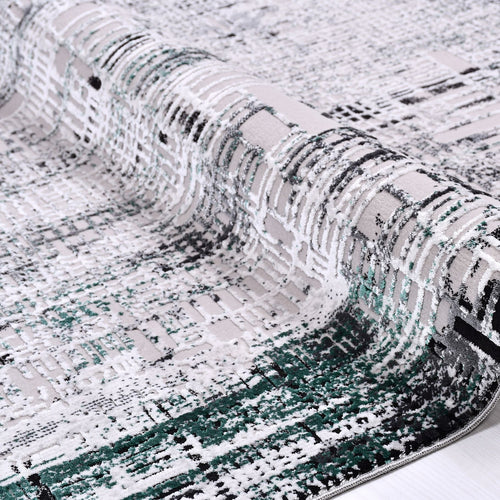 Thea Green Grey Black Modern Machine Made Area Rug