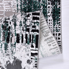Thea Green Grey Black Modern Machine Made Area Rug
