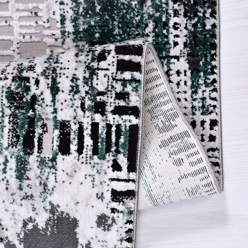 Thea Green Grey Black Modern Machine Made Area Rug
