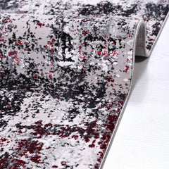 Modern Area Rug - Machine Made Grey Acrylic Yarn Rug With Overlocked Edges