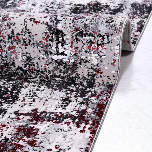 Modern Area Rug - Machine Made Grey Acrylic Yarn Rug With Overlocked Edges