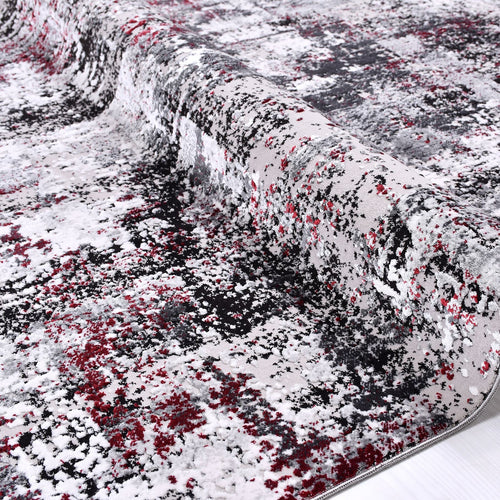 Modern Area Rug - Machine Made Grey Acrylic Yarn Rug With Overlocked Edges