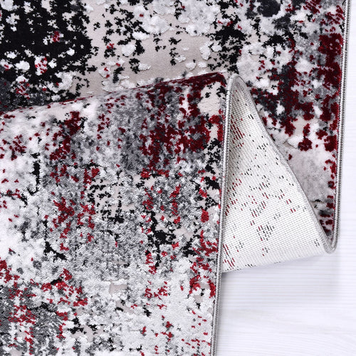 Modern Area Rug - Machine Made Grey Acrylic Yarn Rug With Overlocked Edges