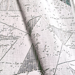 Grey Geometric Area Rug - Machine Made Rug With Acrylic Yarn & Cotton Weft