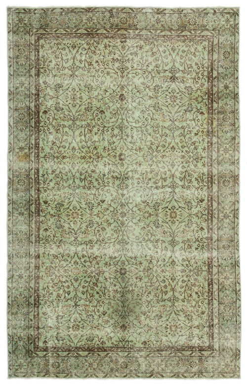 Atina Green Vintage Wool Handmade Area Rug 6'1" x 9'8"