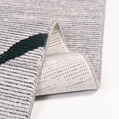 Grey Geometric Area Rug – Machine Made Rug With Acrylic Pile & Overlocked Edge