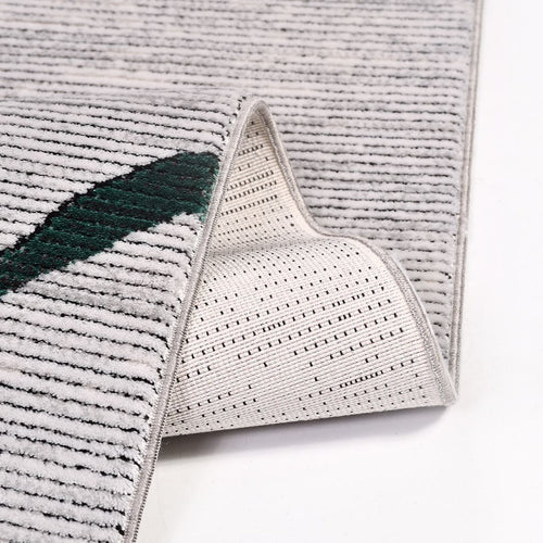 Grey Geometric Area Rug – Machine Made Rug With Acrylic Pile & Overlocked Edge