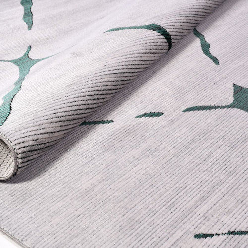 Grey Geometric Area Rug – Machine Made Rug With Acrylic Pile & Overlocked Edge