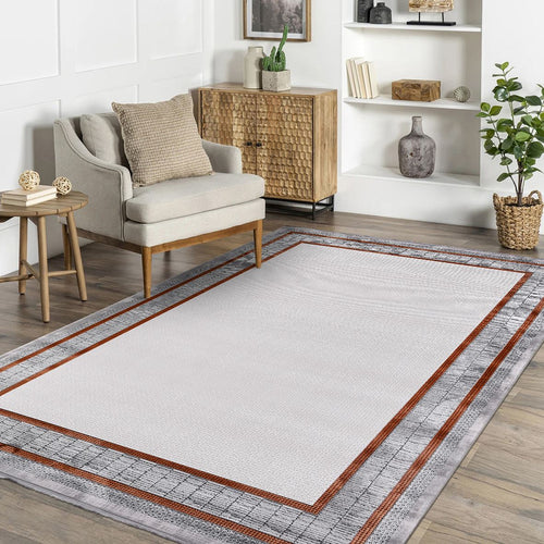 Julia Grey Frame Machine Made Area Rug