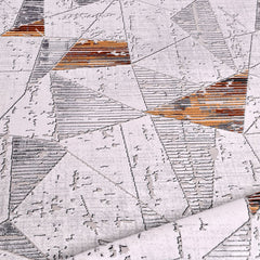 Grey Beige Area Rug - Geometric Machine Made Flatweave Rug with Anti Slip