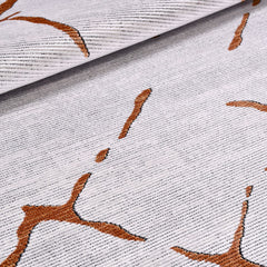 Machine Made Area Rug - Grey Brown Striped Durable Floor Covering with Overlocked Edge