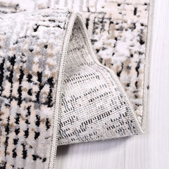 Grey Striped Area Rug - Machine Made Rug With Acrylic Yarn & Overlocked Edge