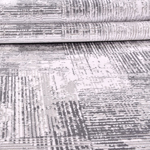 Grey Striped Area Rug - Machine Made Rug With Acrylic Yarn & Overlocked Edge