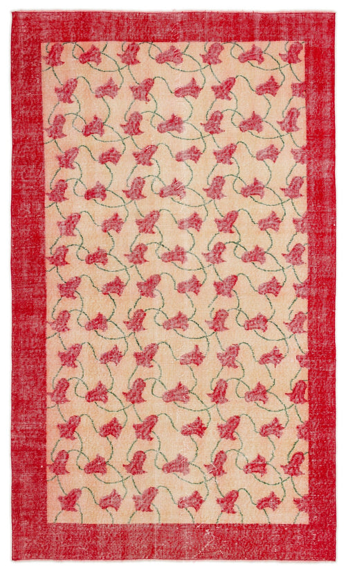 Atina Beige Vintage Wool Handmade Area Rug 5'0" x 8'3"