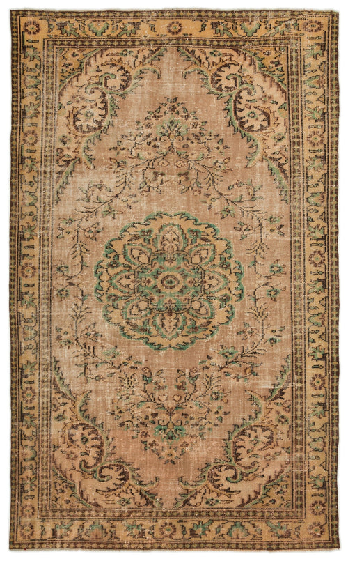 Atina Beige Vintage Wool Handmade Area Rug 6'0" x 9'1"