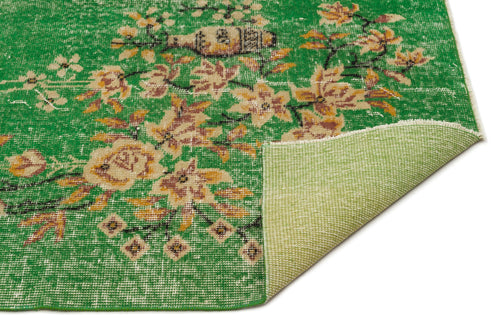 Atina Green Vintage Wool Handmade Area Rug 5'4" x 8'5"