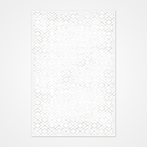 White Geometric Area Rug - Machine Made Rug with 6mm Pile Height, Durable Polyester Carpet