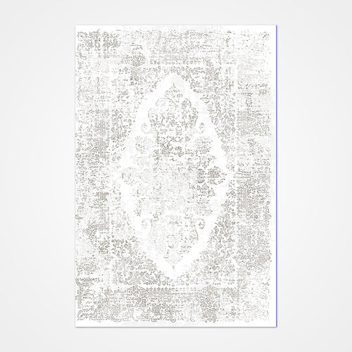 Classic Area Rug - Machine Made White Polyester Carpet | 6mm Pile Durable Floor Covering