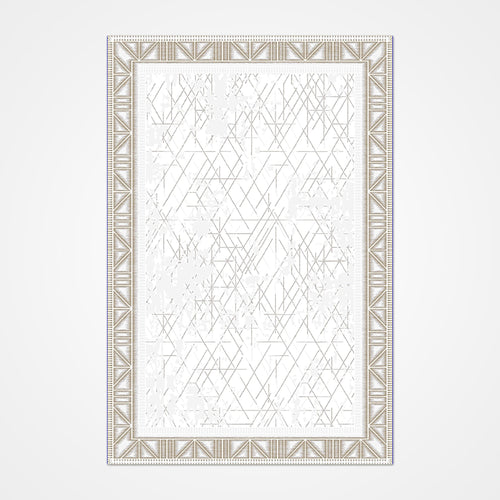 Machine Made Area Rug – White Frame Rug with 6mm Pile | Durable Polyester Carpet