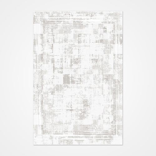 Ivory White Area Rug - Modern Machine Made Polyester Rug, 6mm Pile Height
