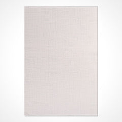 White Striped Area Rug – Machine Made Polyester Rug with Durable Loop Pile