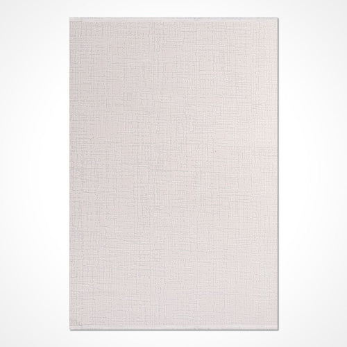 White Striped Area Rug – Machine Made Polyester Rug with Durable Loop Pile